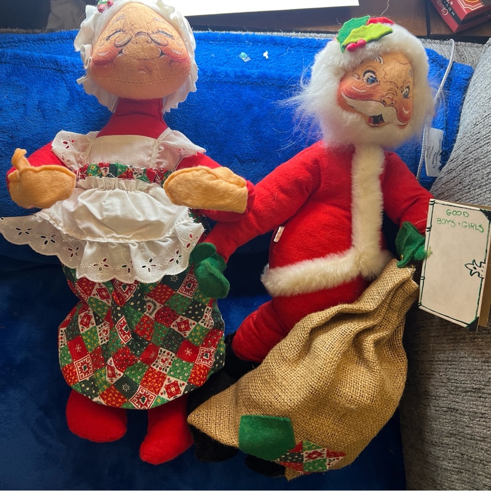 1971 Mr & Mrs Santa Claus Annalee Holiday Decor Set